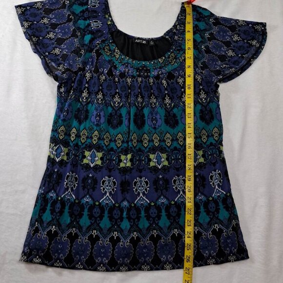 Apt 9‎ Womens Blouse Top Size Medium Multicolor Square Neck - Picture 6 of 10